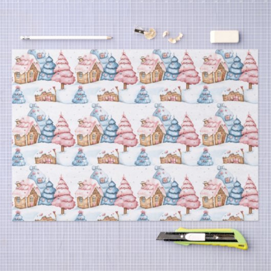 Modern Christmas Gingerbread House Schattigee past Tissuepapier (Craft)