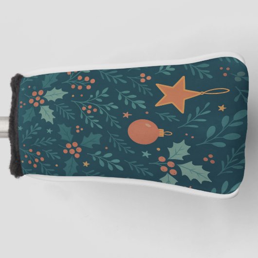 Modern Christmas Golf Head Hoesje – trendy vakanti Golfheadcover (Voorkant)