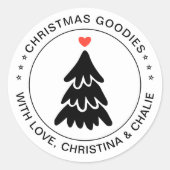 Modern Christmas Goodies Hart gepersonaliseerd Ronde Sticker (Voorkant)