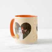 Modern Christmas Heart Shape 2 Photos Collage Mug Mok (Voorkant links)
