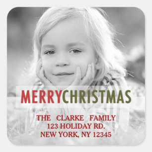 MODERN CHRISTMAS   HOLIDAIR FOTO-RETURINGADRES VIERKANTE STICKER