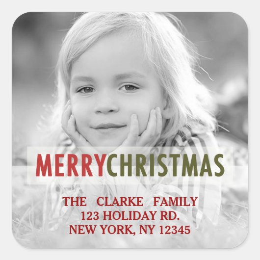 MODERN CHRISTMAS | HOLIDAIR FOTO-RETURINGADRES VIERKANTE STICKER (Voorkant)