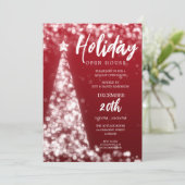 MODERN Christmas Holiday Open House Party Rood Kaart (Staand voorkant)