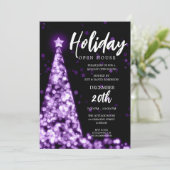 MODERN Christmas Holiday Open Huis Paarse Kaart (Staand voorkant)