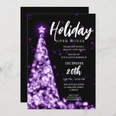MODERN Christmas Holiday Open Huis Paarse Kaart (Voorkant / Achterkant)
