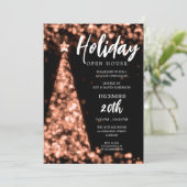 MODERN Christmas Holiday Open Huis Roos Gold Kaart (Staand voorkant)