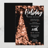 MODERN Christmas Holiday Open Huis Roos Gold Kaart (Voorkant / Achterkant)