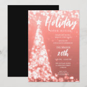 MODERN Christmas Holiday Open Huis Roos Gold Kaart (Voorkant / Achterkant)