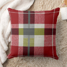 Modern Christmas Holiday Plaid Throw Pillow Kussen