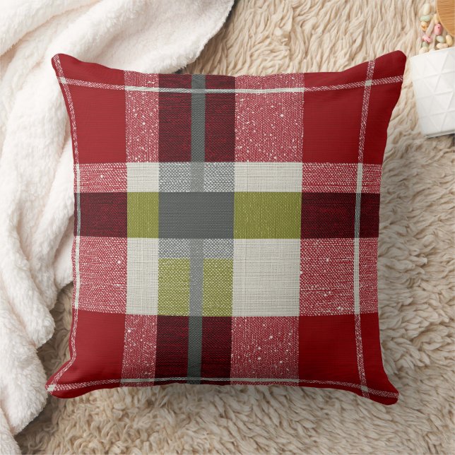 Modern Christmas Holiday Plaid Throw Pillow Kussen (Deken)