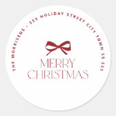 Modern Christmas holiday round return address Ronde Sticker (Voorkant)