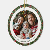 Modern Christmas Holly Foliage 2 Photos Keramisch Ornament (Links)