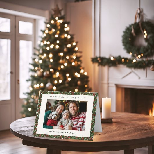 Modern Christmas Holly Leaf Gevouwen Vakantie Kaar Kaart