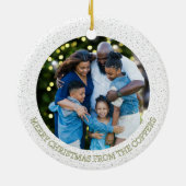 Modern Christmas Joy Custom Family Photo Holiday Keramisch Ornament (Achterkant)
