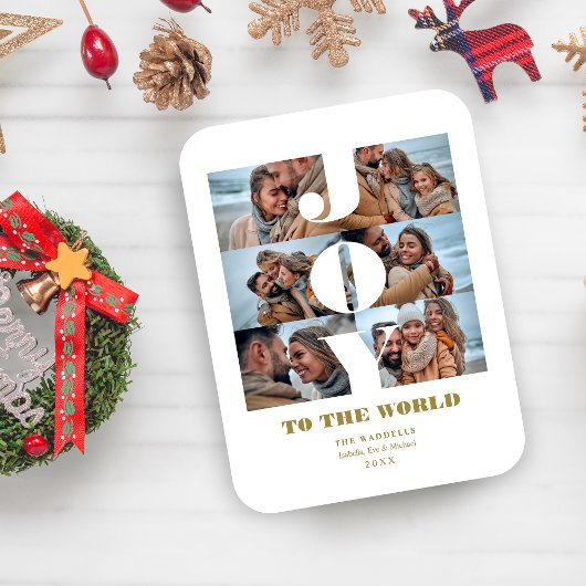 Modern Christmas Joy to the World Quote 6 Photos Magneet