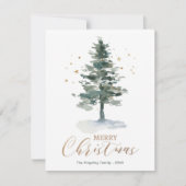 Modern Christmas Kaart Gold Waterverf Tree (Voorkant)