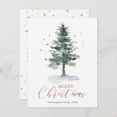 Modern Christmas Kaart Gold Waterverf Tree (Voorkant / Achterkant)