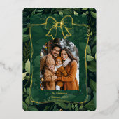 Modern Christmas Leaves Arch Photo Template Folie Feestdagenkaart (Voorkant)