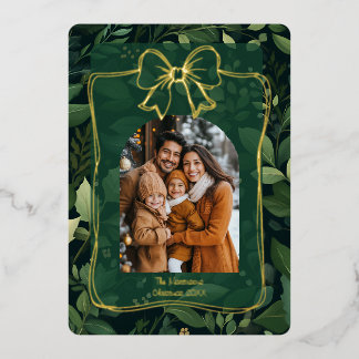 Modern Christmas Leaves Arch Photo Template  Folie Feestdagenkaart