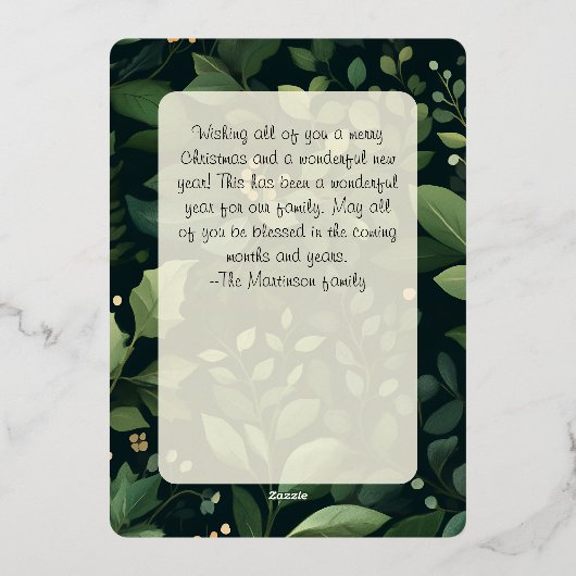 Modern Christmas Leaves Arch Photo Template  Folie Feestdagenkaart (Achterkant)