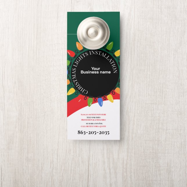 Modern Christmas Lights Installation Business Deurhanger (Op knop)