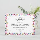 Modern Christmas Lights Reindeer Snow Feestdagenkaart (Staand voorkant)