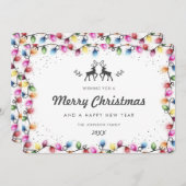 Modern Christmas Lights Reindeer Snow Feestdagenkaart (Voorkant / Achterkant)