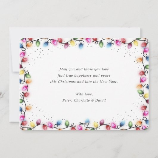 Modern Christmas Lights Reindeer Snow Feestdagenkaart (Achterkant)