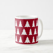 Modern Christmas Maroon White Tree Pattern Koffiemok (Voorkant rechts)