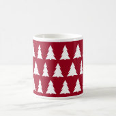 Modern Christmas Maroon White Tree Pattern Koffiemok (Center)