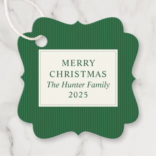 Modern Christmas Minimal Holiday Favor Green Bedankjes Labels (Voorkant)