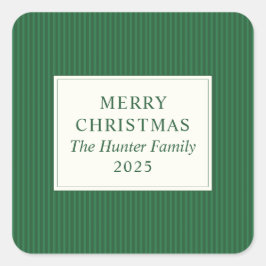Modern Christmas Minimal Holiday Favor Green Vierkante Sticker
