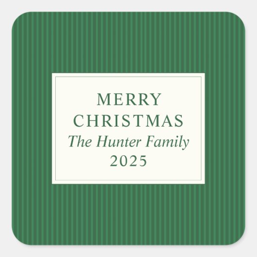 Modern Christmas Minimal Holiday Favor Green Vierkante Sticker (Voorkant)