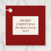 Modern Christmas Minimal Holiday Favor Red Bedankjes Labels (Voorkant)