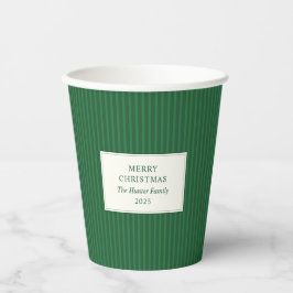 Modern Christmas Minimal Holiday Green Stripes Papieren Bekers
