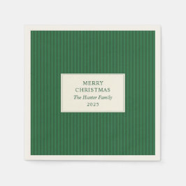 Modern Christmas Minimal Holiday Green Stripes Servet