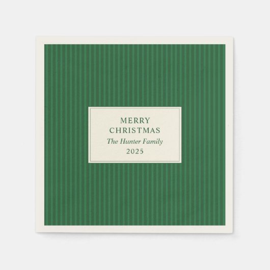 Modern Christmas Minimal Holiday Green Stripes Servet (Voorkant)