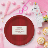 Modern Christmas Minimal Holiday Red Stripes Papieren Bordje (Feest)
