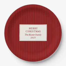 Modern Christmas Minimal Holiday Red Stripes Papieren Bordje