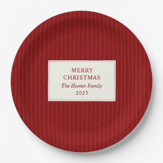 Modern Christmas Minimal Holiday Red Stripes Papieren Bordje
