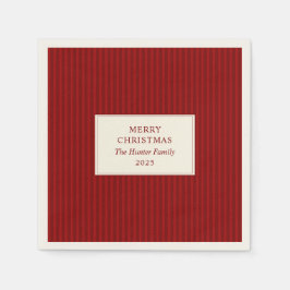 Modern Christmas Minimal Holiday Red Stripes Servet