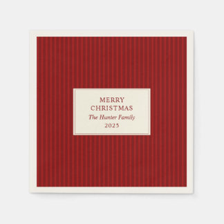 Modern Christmas Minimal Holiday Red Stripes Servet