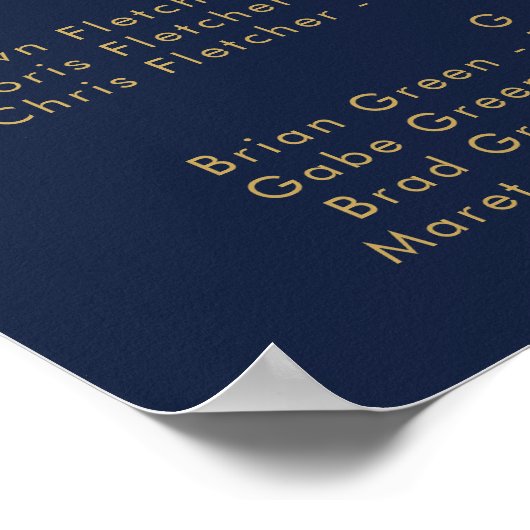 Modern Christmas | Navy Alphabetical Seating Poster (Hoek)