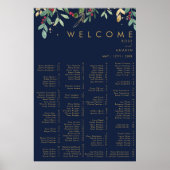 Modern Christmas | Navy Alphabetical Seating Poster (Voorkant)