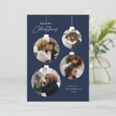 Modern Christmas Ornament 4 Photo Feestdagenkaart (Staand voorkant)