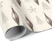 Modern Christmas Ornaments & Fir Trees on Ivory  Cadeaupapier (Rol Hoek)