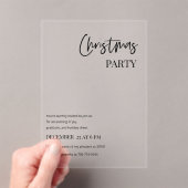 Modern Christmas Party Minimal Acryl Uitnodigingen (Insitu (Draagbaar))