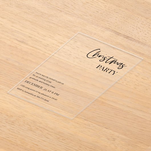 Modern Christmas Party Minimal Acryl Uitnodigingen (Laagn)