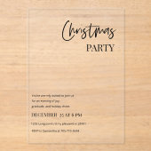 Modern Christmas Party Minimal Acryl Uitnodigingen (Voorkant)