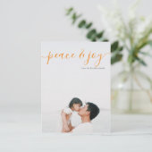Modern Christmas Peace Photo (oranje achterkant) Briefkaart (Staand voorkant)